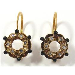 Black Enameled Earrings with Rose Diamonds #2239068
