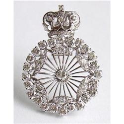 Diamond and platinum pin with a crown #2239102