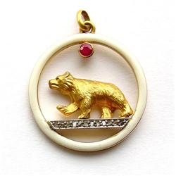 18Kt Gold Edwardian Bear Pendant #2239122