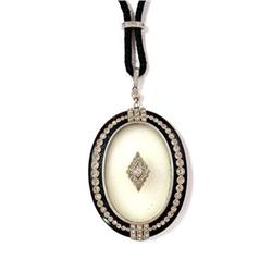 Rock crystal onyx and diamond locket #2239147