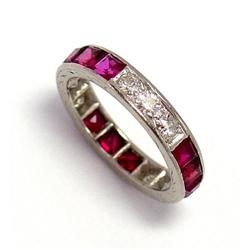 1930s Patinum Band with Rubies and Diamonds #2239151