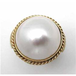 1960s 14 kt and Mabe Pearl Ring #2239191