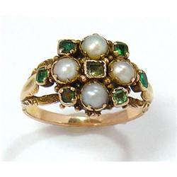 Art Deco 14K Emerald and Pearl Ring  #2239196