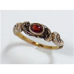 1820s Georgian Enameled and Garnet Gold Ring. #2239198