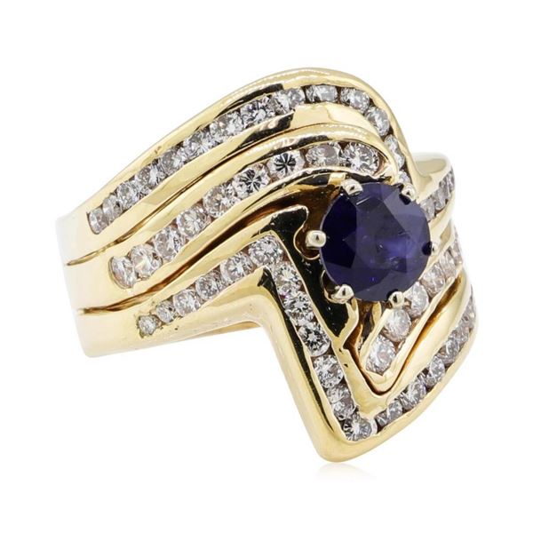 1.97 ctw Sapphire and Diamond Ring - 14KT Yellow Gold