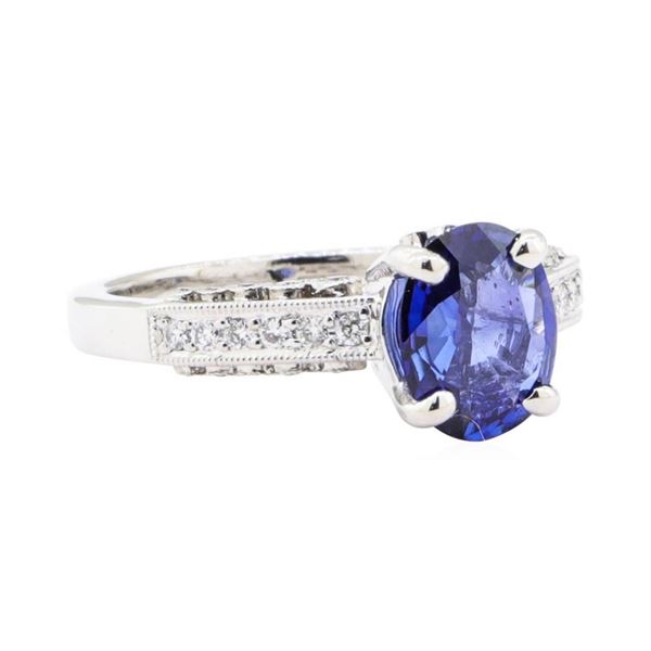 2.16 ctw Sapphire And Diamond Ring - 18KT White Gold