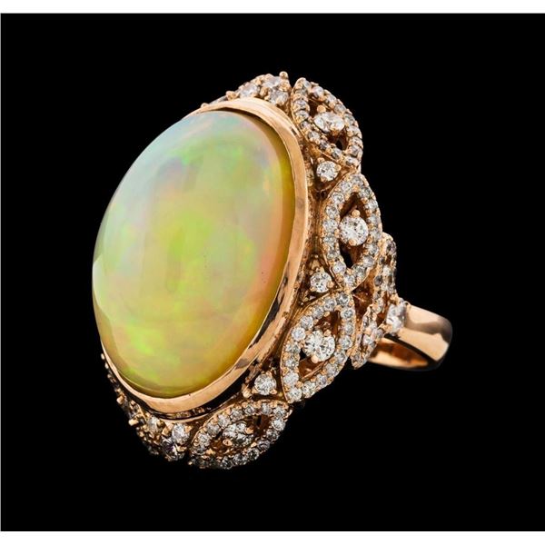 22.36 ctw Opal and Diamond Ring - 14KT Rose Gold