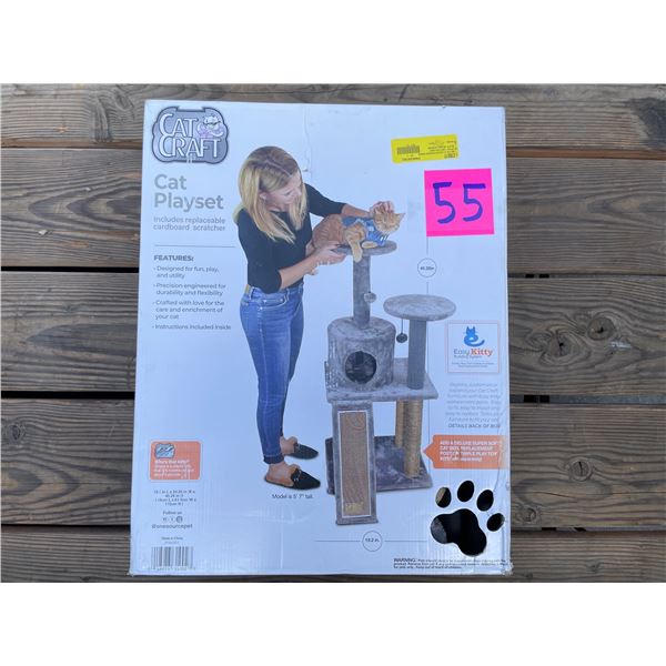 Cat Craft 45-in Cat Condo and Scratching Post Cat Tree Tower, Dark Gray