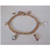 Image 1 : Gold Link Bracelet with Jewelled & Pearl Charms#2182520