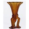 Image 1 : Amber Satin Glass Art Deco Rocket Vase #2211102