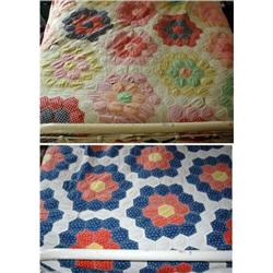 Large Double Sided  Hexagon Quilt needs repair #2211533