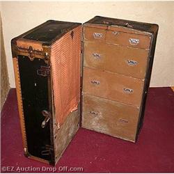 Antique Belber  Steamer Trunk Wardrobe Chest #2225028