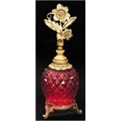 Matson Cranberry Glass & Brass Perfume Bottle #2225482