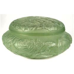 Green Consolidated Glass Hummingbird Powder Jar#2225494