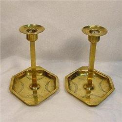 Pair Brass Austrian Secessionist Candlesticks. #2225516