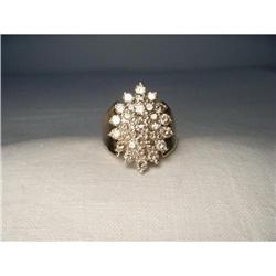 14K YG 2 CT Champagne Diamond Cluster Ring #2225592
