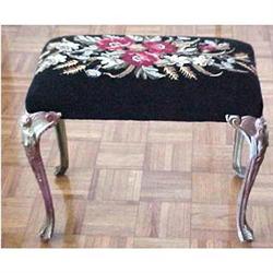 Art Deco needlepoint bench figural legs #2225610