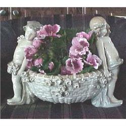 Czech Amphora flower bowl with children #2225615