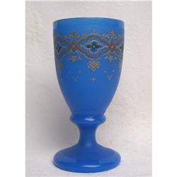 Antique Bohemian Blue Opaline Enamel Goblet #2225786