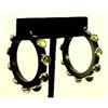 Image 1 : Pair of Black Onyx & Peridot  Hoop Earrings #2226064