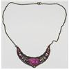 Image 1 : Pink Cabochon Rhinestones Copper Chain Necklace#2238061