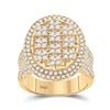 Image 1 : Round Diamond Oval Statement Cluster Ring 2-3/4 Cttw 10KT Yellow Gold