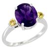 Image 1 : 2.64 CTW Amethyst & Yellow Sapphire Ring 14K White Gold - REF-32M3A