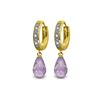 Image 1 : Genuine 4.54 ctw Amethyst & Diamond Earrings 14KT Yellow Gold - REF-52R2P