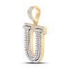 Image 2 : Round Diamond Letter U Charm Pendant 1-7/8 Cttw 10KT Yellow Gold