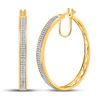 Image 1 : Round Diamond Hoop Earrings 1/2 Cttw 10KT Yellow Gold