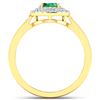 Image 2 : Natural 0.78 CTW Zambian Emerald & Diamond Ring 14K Yellow Gold - REF-37F9N