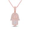 Image 1 : Baguette Diamond Hamsa Hand Charm Pendant 3/4 Cttw 10KT Rose Gold