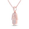 Image 2 : Baguette Diamond Hamsa Hand Charm Pendant 3/4 Cttw 10KT Rose Gold