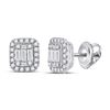 Image 1 : Baguette Diamond Cluster Earrings 7/8 Cttw 14KT White Gold