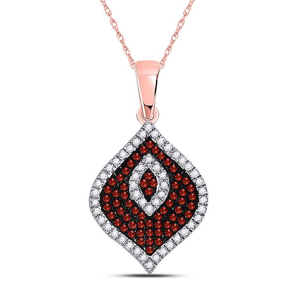 Round Red Color Enhanced Diamond Fashion Pendant 1/3 Cttw 10KT Rose Gold