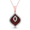 Round Red Color Enhanced Diamond Fashion Pendant 1/3 Cttw 10KT Rose Gold