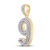 Image 2 : Round Diamond Number 9 Charm Pendant 1-5/8 Cttw 10KT Yellow Gold