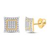 Image 1 : Round Diamond Kite Square Earrings 1/4 Cttw 10KT Yellow Gold