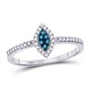 Image 1 : Round Blue Color Enhanced Diamond Cluster Ring 1/5 Cttw 10KT White Gold