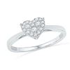 Image 1 : Round Diamond Simple Heart Cluster Ring 1/6 Cttw 10KT White Gold