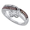 Round Brown Diamond Heart Band Ring 1/4 Cttw 10KT White Gold