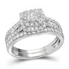 Image 1 : Diamond Bridal Wedding Ring Band Set 1 Cttw 14KT White Gold