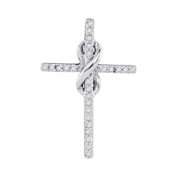 Round Diamond Cross Religious Pendant 1/4 Cttw 10KT White Gold