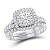 HaloBridal Wedding Engagement Ring Set 1-1/2 Cttw 14KT White Gold