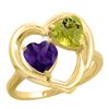 2.61 CTW Diamond, Amethyst & Lemon Quartz Ring 14K Yellow Gold - REF-33A5X