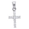 Round Diamond Cross Pendant 1/4 Cttw 10KT White Gold
