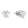 Baguette Diamond Butterfly Bug Earrings 1/2 Cttw 14KT White Gold