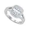 Cluster Bridal Wedding Engagement Ring 3/4 Cttw 18KT White Gold