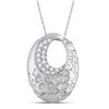Round Diamond Pitted Oval Pendant 1/6 Cttw 14KT White Gold