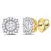 Round Diamond Halo Cluster Earrings 1/4 Cttw 14KT Yellow Gold